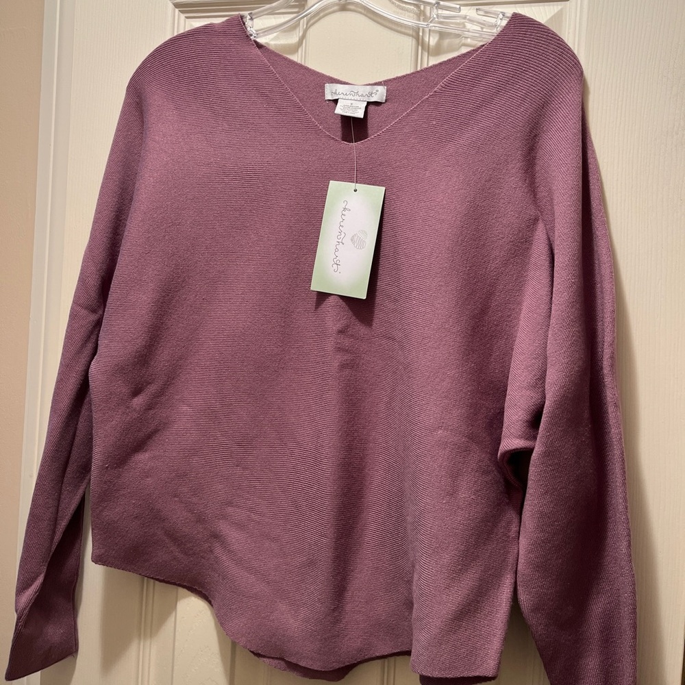 KEREN hart Purple V-Neck Sweater